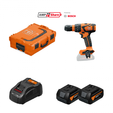 Perceuse-visseuse à percussion ASB 18 Q AS + 2 batteries GBA 18V 4 Ah AS + 1 chargeur GAL 1880 CV AS FEIN