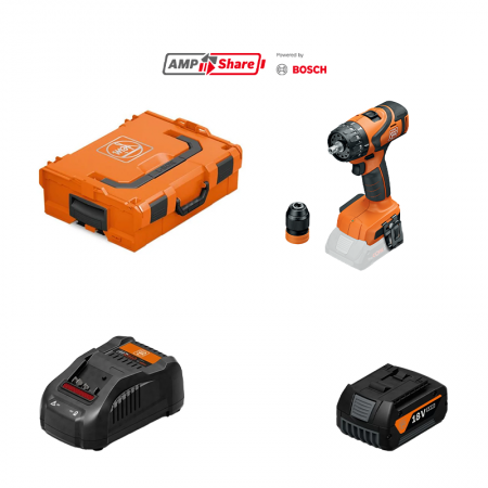 Perceuse-visseuse ABS 18 Q AS + 1 batterie GBA 18V 4 Ah AS + 1 chargeur GAL 1880 CV AS FEIN