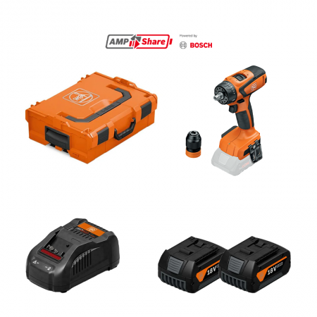 Perceuse-visseuse ASCM 18 QSW AS + 2 batteries GBA 18V 4 Ah AS + 1 chargeur GAL 1880 CV AS FEIN