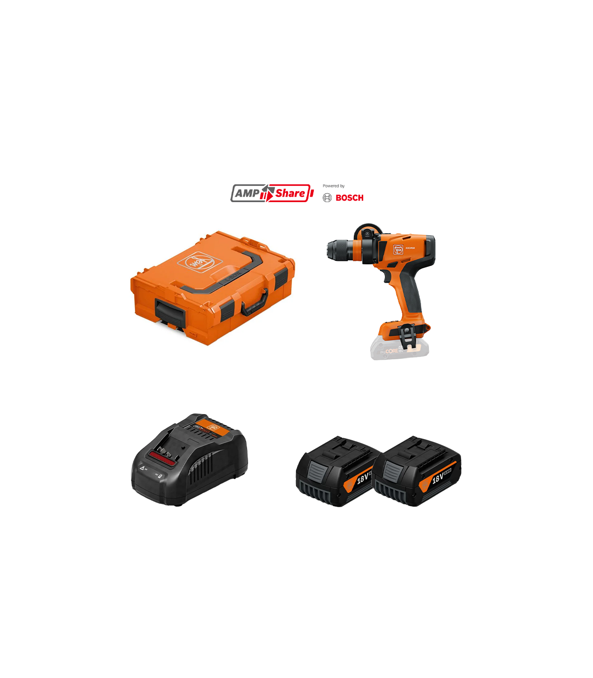Perceuse-visseuse ASCM 18-4 QM AS + 2 batteries GBA 18V 4 Ah AS + 1 chargeur GAL 1880 CV AS FEIN