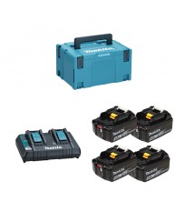 Pack 4 batteries BL1850B 18V 5 Ah + chargeur double DC18RD MAKITA