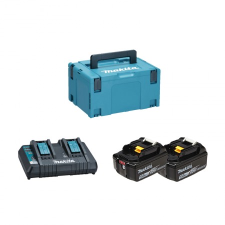 Pack 2 batteries BL1850B 18V 5 Ah + chargeur double DC18RD MAKITA