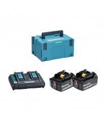 Pack 2 batteries BL1860B 18V 6 Ah + chargeur double DC18RD MAKITA