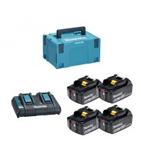 Pack 4 batteries BL1860B 18V 6 Ah + chargeur double DC18RD MAKITA