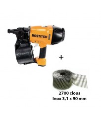 Pack Charpente Cloueur à rouleaux N89C-2K-E + 2700 Clous rouleau annelés inox 3,1x90mm BOSTITCH