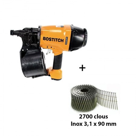 Pack Charpente Cloueur à rouleaux N89C-2K-E + 2700 Clous rouleau annelés inox 3,1x90mm BOSTITCH