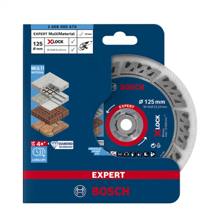 Disque à tronçonner diamanté X-LOCK multi-matériaux Ø125 EXPERT BOSCH