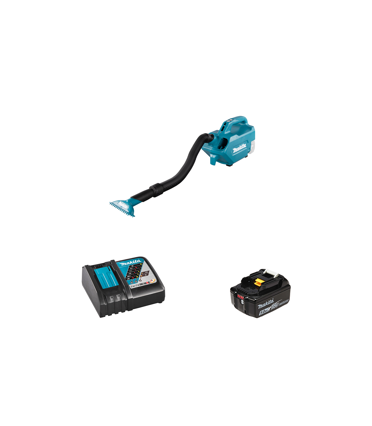 Aspirateur souffleur 18V DCL184Z + 1 batterie BL1850B 18V 5 Ah + 1 chargeur rapide DC18RC MAKITA