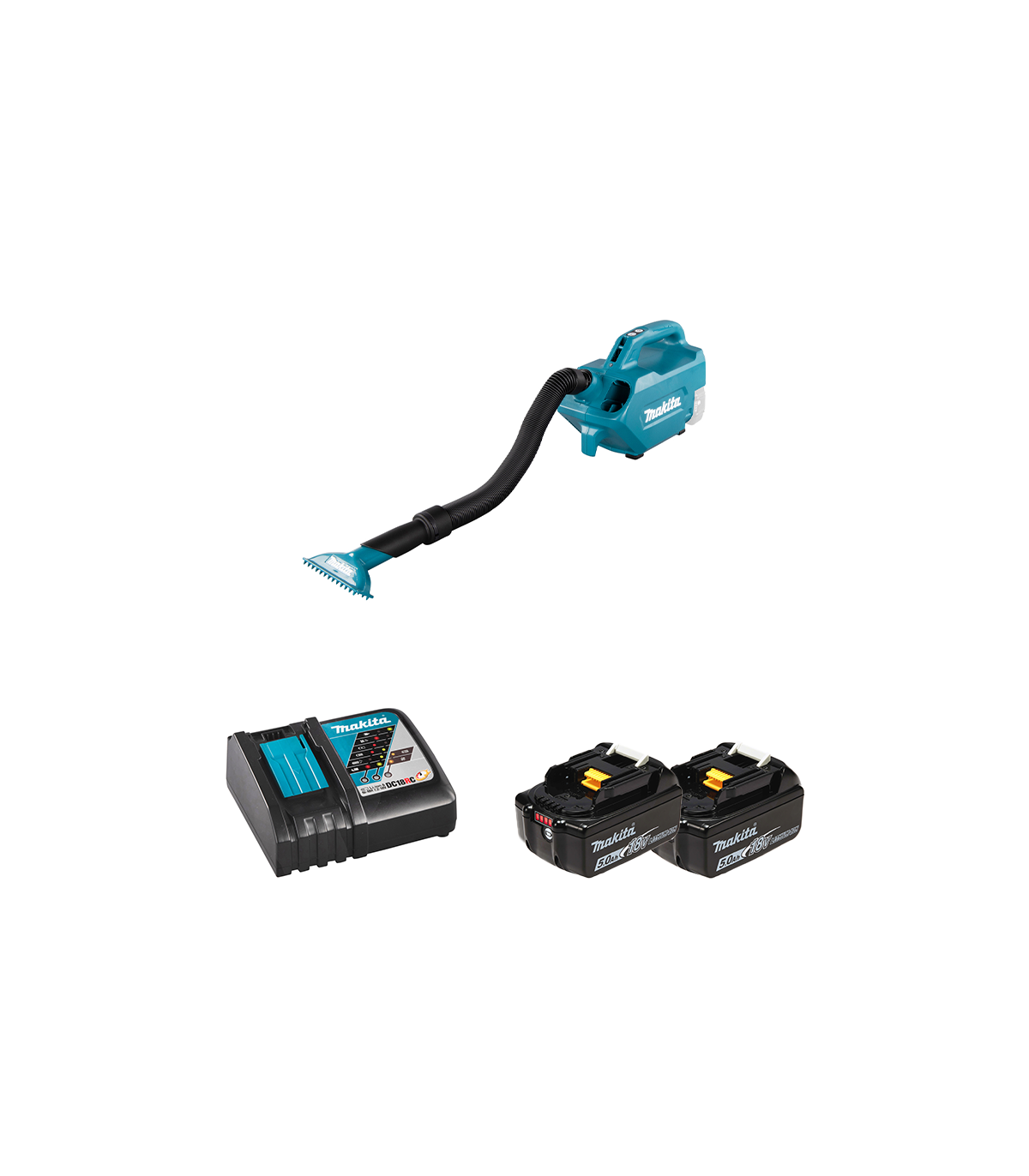 Aspirateur souffleur 18V DCL184Z  + 2 batteries BL1850B 18V 5 Ah + 1 chargeur rapide DC18RC MAKITA