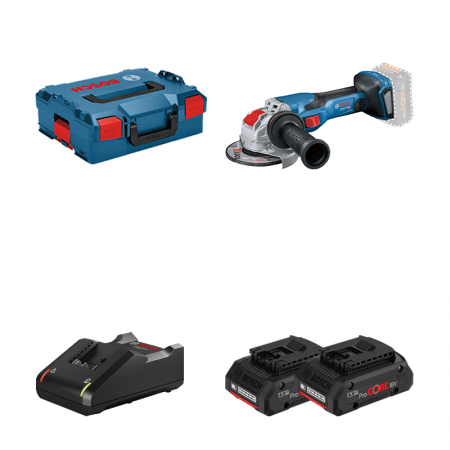 Meuleuse Ø125 mm GWX 18V-15 C + 2 batteries Procore 18V 4 Ah + 1 chargeur GAL 18V-40 BOSCH