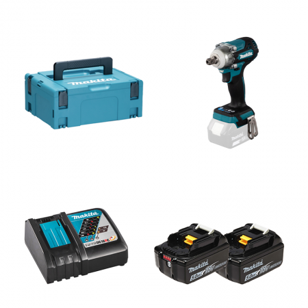Boulonneuse 1/2" 18V DTW301ZJ + 2 batteries BL1850B 18V 5 Ah + 1 chargeur rapide DC18RC MAKITA