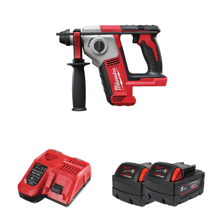 Perforateur 18V M18 BH-0 SDS Plus + 2 batteries 18V 5 Ah + chargeur M12-18FC MILWAUKEE