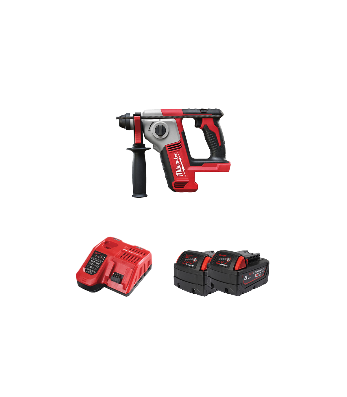 Perforateur 18V M18 BH-0 SDS Plus + 2 batteries 18V 5 Ah + chargeur M12-18FC MILWAUKEE