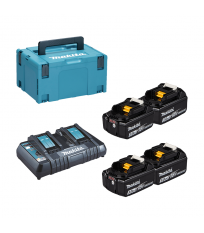 Pack 2 batteries BL1830B 18V 3 Ah + 2 batteries BL1850B 18V 5 Ah + chargeur double DC18RD MAKITA