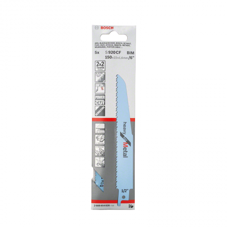 Lot de 5 lames de scie sabre S 920 CF Heavy for Metal BOSCH