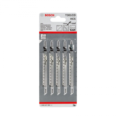 Lot de 5 lames de scie sauteuse T 301 CD Clean for Wood BOSCH