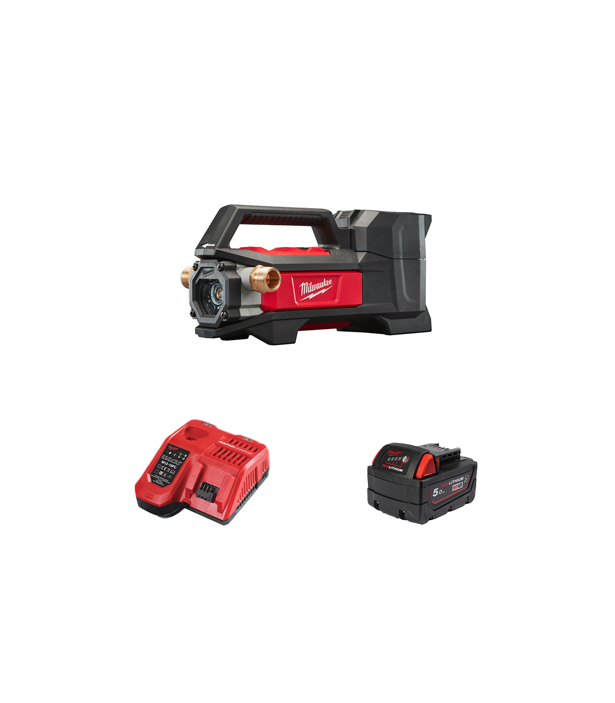 Pompe de transfert M18 BTP-0 + 1 batterie 18V 5 Ah + 1 chargeur M12-18 FC MILWAUKEE