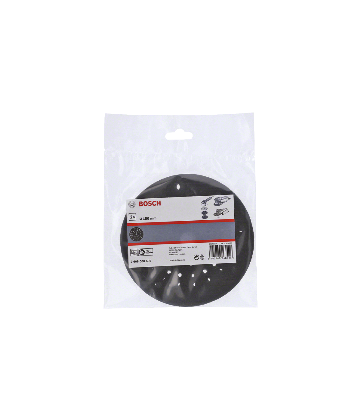 Lot de 2 patins abrasifs Ø150 pour ponceuses BOSCH
