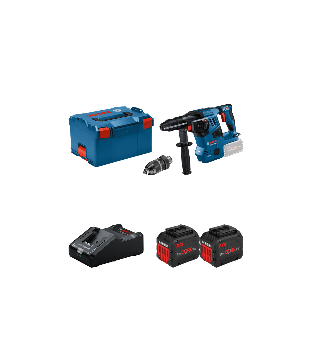 Perforateur GBH 18V-28 CF + 2 batteries Procore 18V 12 Ah + 1 chargeur GAL 18V-160 BOSCH