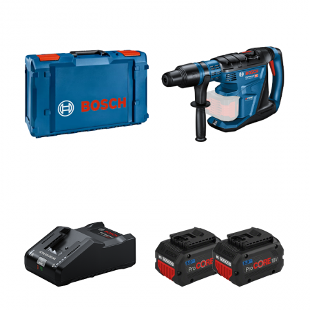 Perforateur SDS MAX GBH 18V-40 C + 2 batteries Procore 18V 8 Ah + 1 chargeur GAL 18V-160 BOSCH