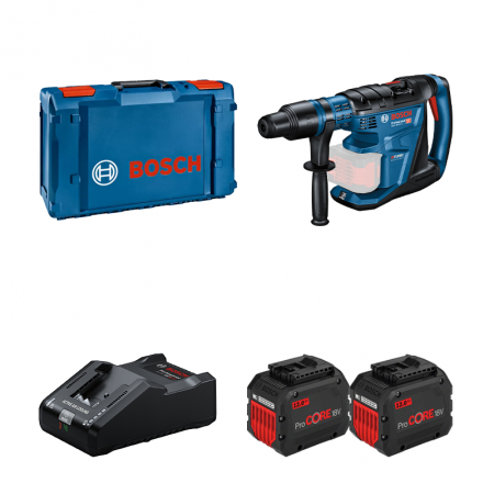 Perforateur SDS MAX GBH 18V-40 C + 2 batteries Procore 18V 12 Ah + 1 chargeur GAL 18V-160 BOSCH