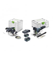 Pack scie circulaire HKC 55 + scie sauteuse PSC 420 + 2 batteries 18V 5 Ah + 1 chargeur TCL 6 FESTOOL
