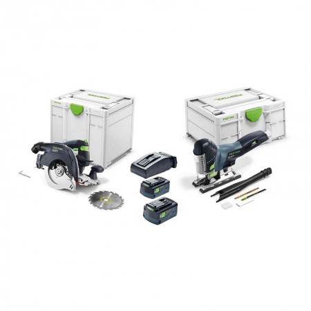 Pack scie circulaire HKC 55 + scie sauteuse PSC 420 + 2 batteries 18V 5 Ah + 1 chargeur TCL 6 FESTOOL