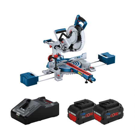 Scie à onglet Ø 254 mm GCM 18V-254 D + 2 batteries ProCore 18V 8 Ah + 1 Chargeur GAL 18V-160 BOSCH