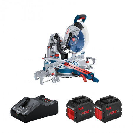 Scie à onglet radiale Ø305 mm GCM 18V-305 GDC + 2 batteries Procore 18V 12 Ah + 1 chargeur GAL 18V-160 BOSCH