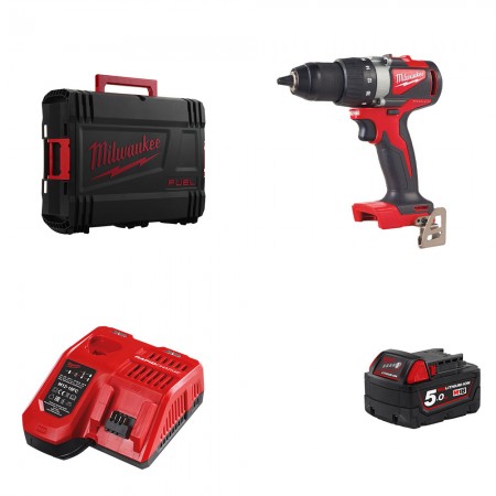 Perceuse visseuse 18V M18 BLDD2 + 1 batterie 18V 5 Ah + 1 chargeur M12-18FC MILWAUKEE