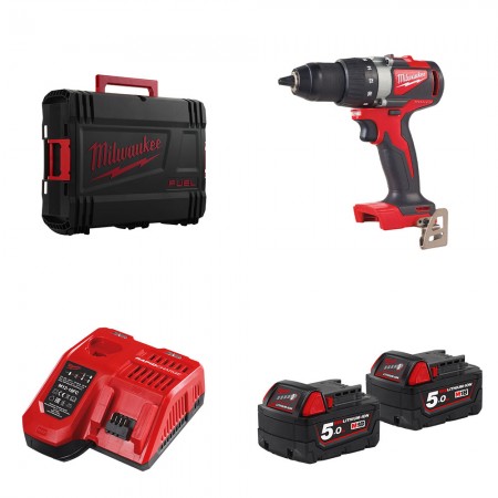Perceuse visseuse 18V M18 BLDD2 + 2 batteries 18V 5 Ah + 1 chargeur M12-18FC MILWAUKEE