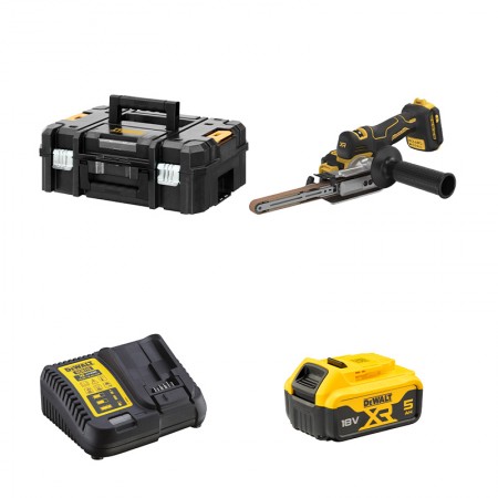 Lime à bande 18V DCM200NT + 1 batterie 18V 5 Ah + 1 chargeur DCB115-QW DEWALT
