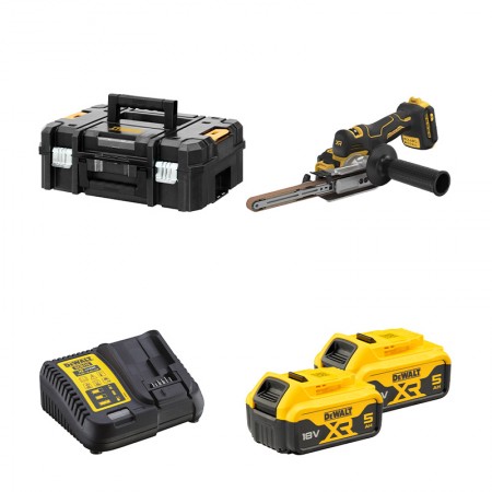 Lime à bande 18V DCM200NT + 2 batteries 18V 5 Ah + 1 chargeur DCB115-QW DEWALT
