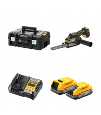 Lime à bande 18V DCM200NT + 2 batteries 18V 1,7 Ah Powerstack + 1 chargeur DCB1104-QW DEWALT