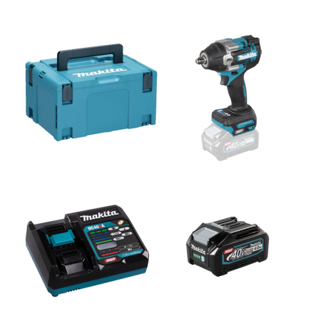Boulonneuse à chocs 1/2" 40V TW007GZ01 + 1 batterie 40V 4 Ah + chargeur rapide DC40RA MAKITA