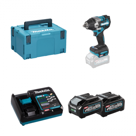 Boulonneuse à chocs 1/2" 40V TW007GZ01 + 2 batteries 40V 4 Ah + chargeur rapide DC40RA MAKITA
