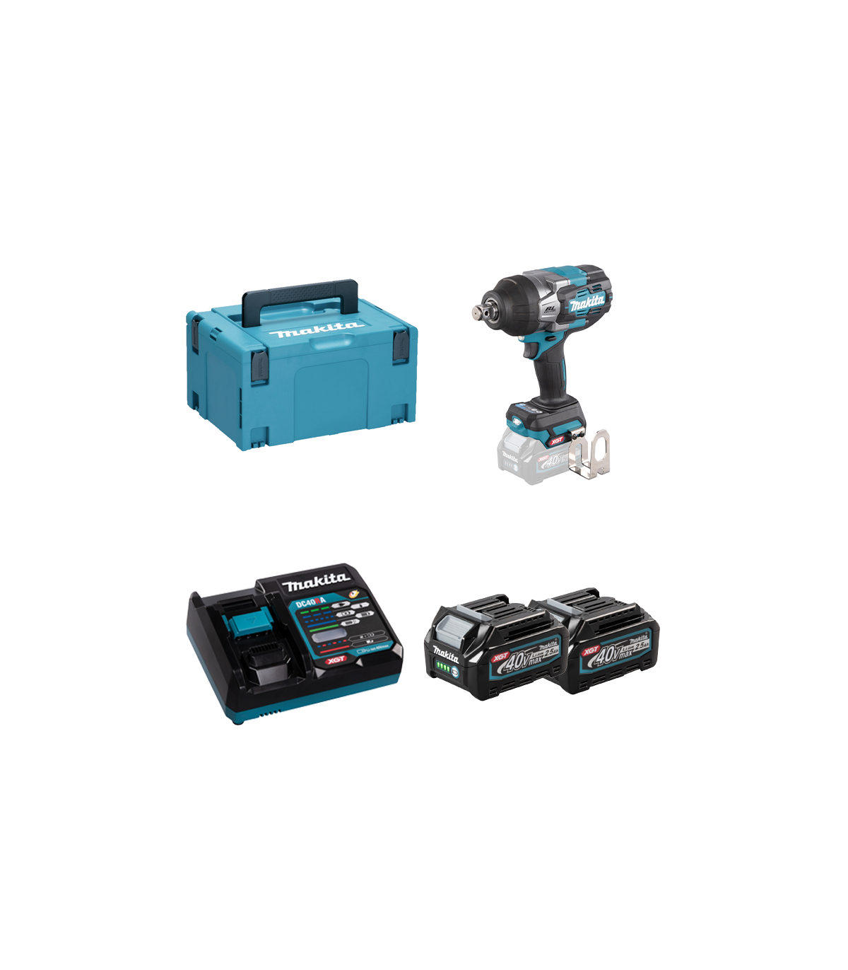 Boulonneuse à chocs 3/4" 40V 1800 Nm TW001GZ01 + 2 batteries 40V 2,5 Ah + chargeur rapide DC40RA MAKITA