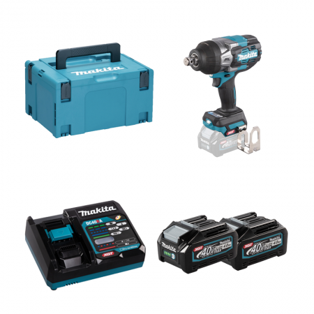 Boulonneuse à chocs 3/4" 40V 1800 Nm TW001GZ01 + 2 batteries 40V 4 Ah + chargeur rapide DC40RA MAKITA