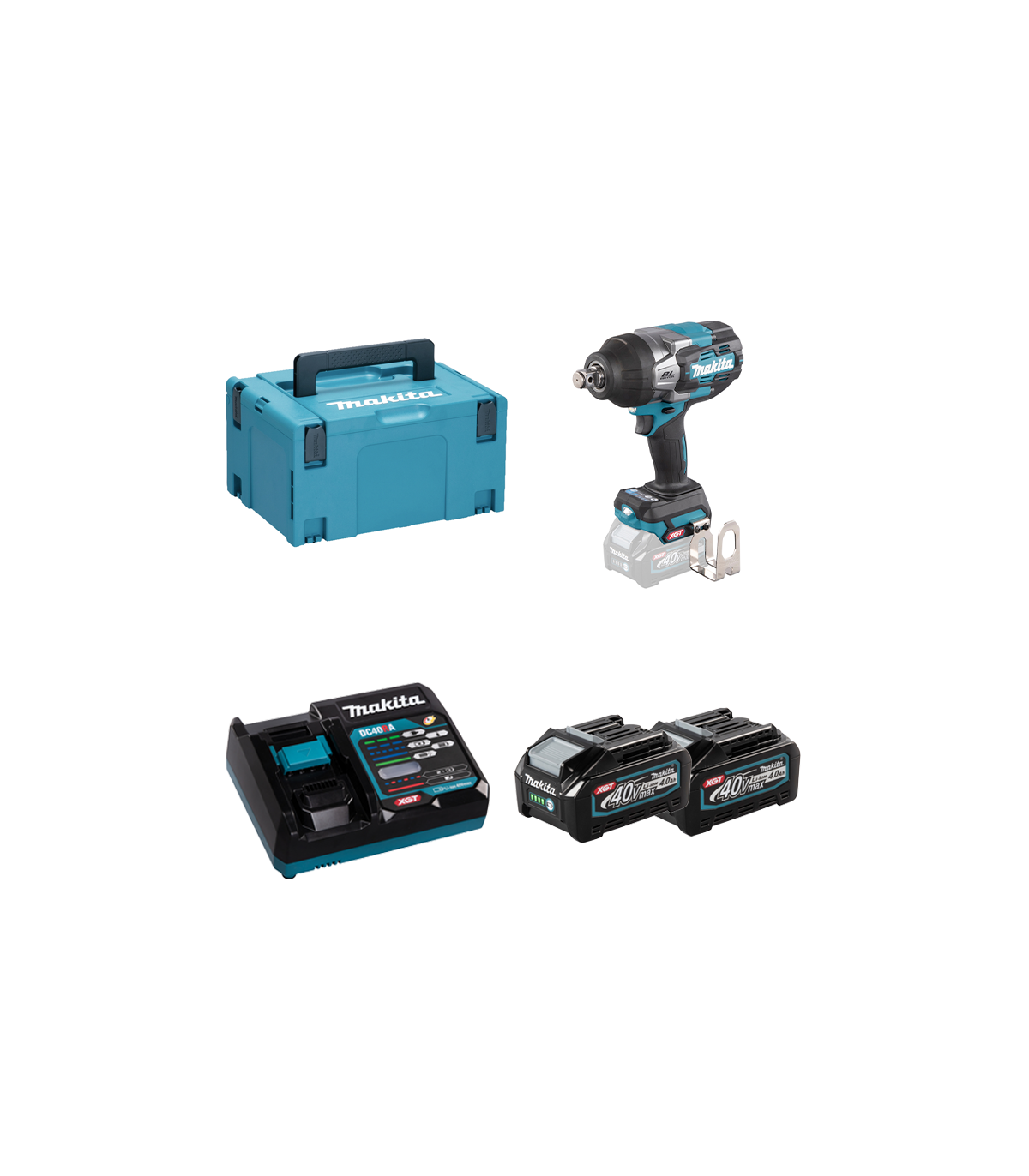 Boulonneuse à chocs 3/4" 40V 1800 Nm TW001GZ01 + 2 batteries 40V 4 Ah + chargeur rapide DC40RA MAKITA