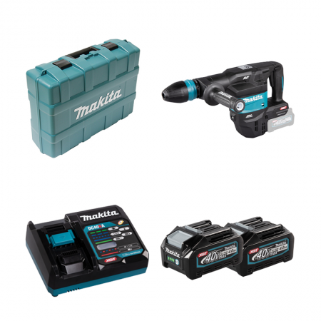 Burineur SDS-MAX 9,4 J 40V HM001GZ02 + 2 batteries 40V 4 Ah + chargeur rapide DC40RA MAKITA