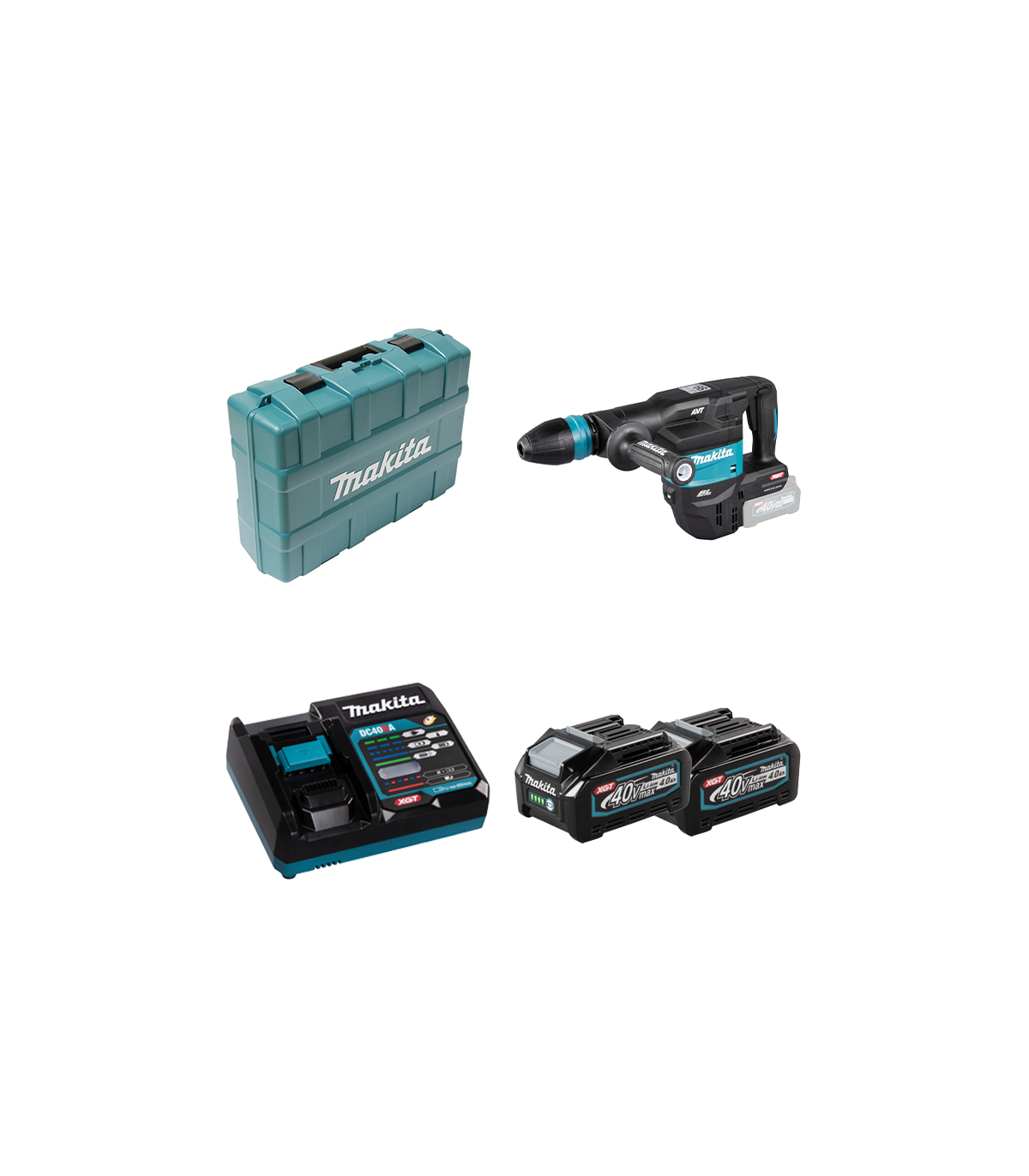 Burineur SDS-MAX 9,4 J 40V HM001GZ02 + 2 batteries 40V 4 Ah + chargeur rapide DC40RA MAKITA