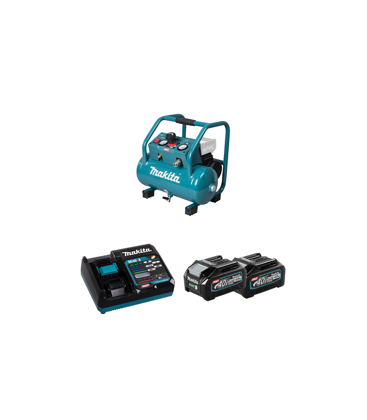 Compresseur 40V AC001GZ + 2 batteries 40V 4 Ah + chargeur rapide DC40RA MAKITA