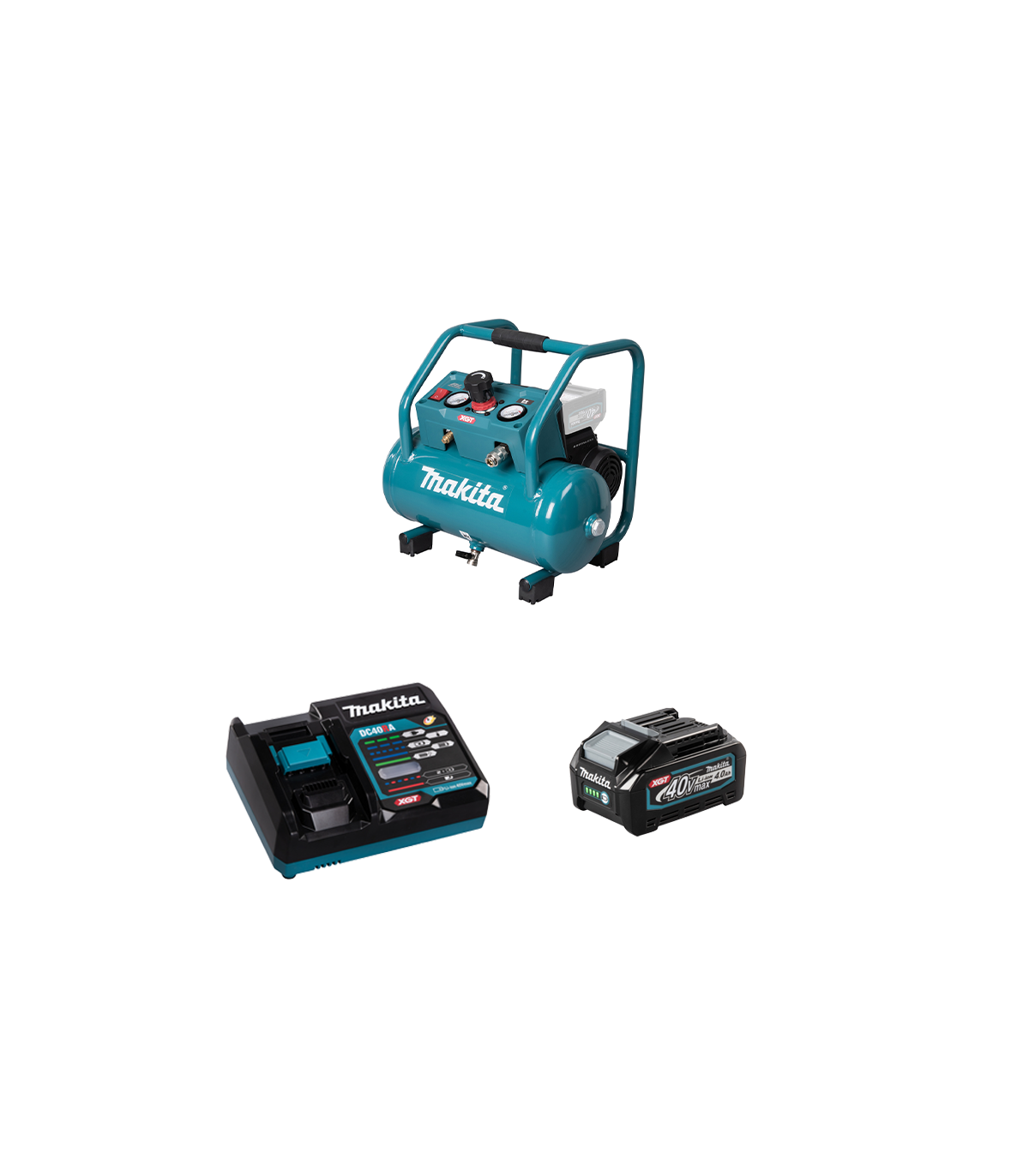 Compresseur 40V AC001GZ + 1 batterie 40V 4 Ah + chargeur rapide DC40RA MAKITA