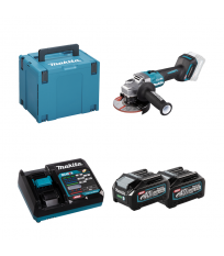 Meuleuse Ø125mm 40V GA005GZ01 + 2 batteries 40V 4 Ah + chargeur rapide DC40RA MAKITA