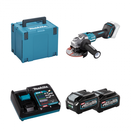 Meuleuse Ø125mm 40V GA005GZ01 + 2 batteries 40V 4 Ah + chargeur rapide DC40RA MAKITA