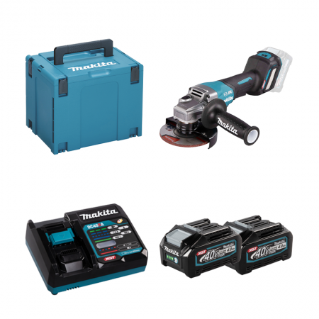 Meuleuse Ø125 mm 40V GA029GZ01  + 2 batteries 40V 4 Ah + chargeur rapide DC40RA MAKITA