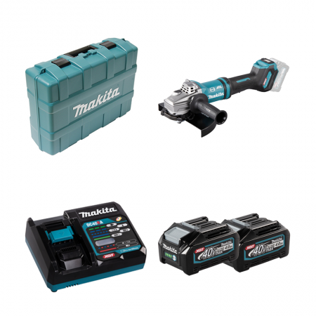 Meuleuse Ø230 mm 40V GA038GZ01 + 2 batteries 40V 4 Ah + chargeur rapide DC40RA MAKITA