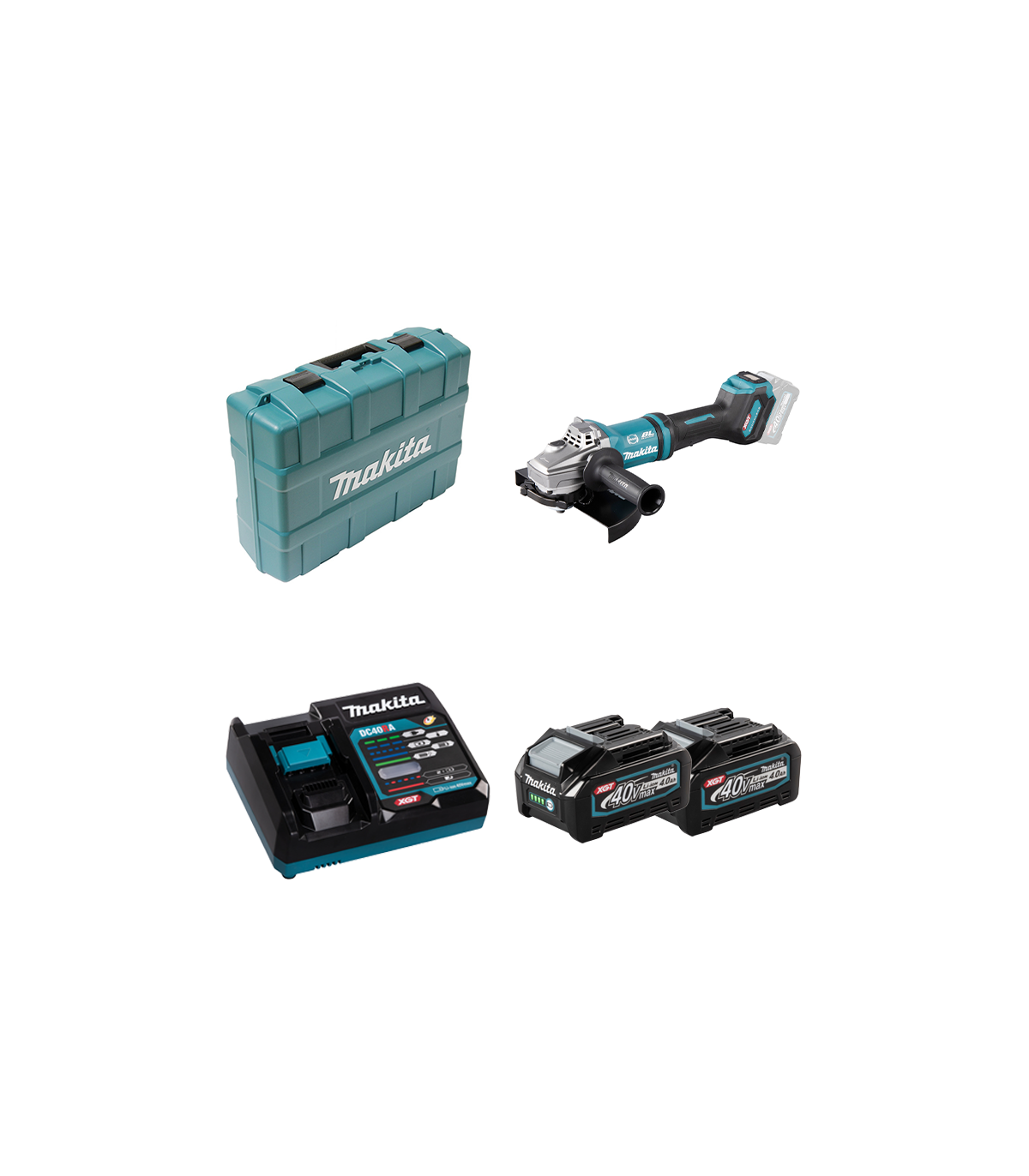 Meuleuse Ø230 mm 40V GA038GZ01 + 2 batteries 40V 4 Ah + chargeur rapide DC40RA MAKITA