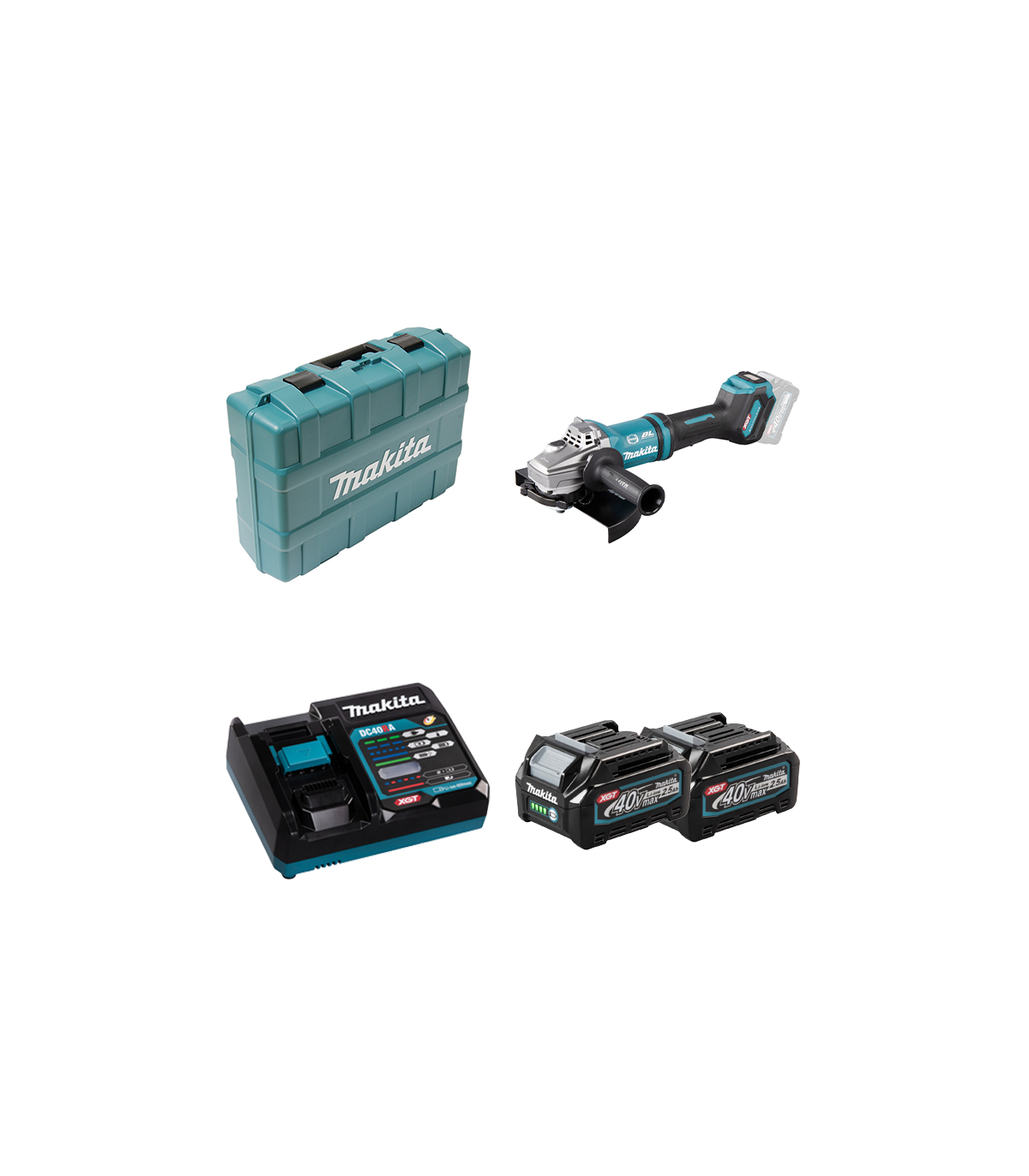 Meuleuse Ø230 mm 40V GA038GZ01 + 2 batteries 40V 2,5 Ah + chargeur rapide DC40RA MAKITA
