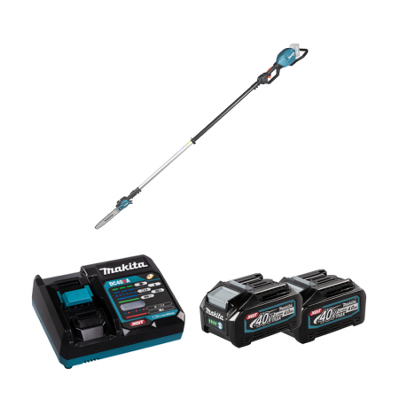Tronçonneuse d'élagage à perche 40V UA004GZ + 2 batteries 40V 4 Ah + chargeur rapide DC40RA MAKITA